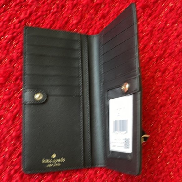 Kate Spade Staci Large Slim Bifold Wallet Black NWT - Picture 4 of 16